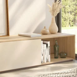Nexera Extendable tv console - Natural blonde oak & morning dew Discount