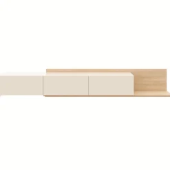 Nexera Extendable TV Console - Natural blonde oak & morning dew Outlet