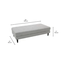 Fabric Ottoman 62 x 31 x 17 - Grey Outlet