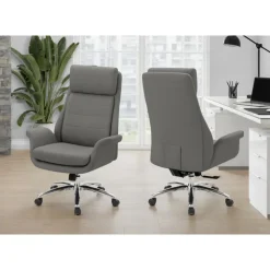 Monarch Faux Leather Ergonomic Office Chair - - DARK GREY New