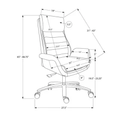 Monarch Faux Leather Ergonomic Office Chair - - LIGHT GREY Discount