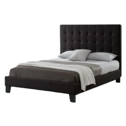 Faux Leather King Bed with Headboard (78'') Black Best