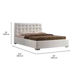 Faux Leather King Bed with Headboard (78'') White Hot