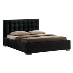 Faux Leather King Bed with Headboard (78'') Black Outlet