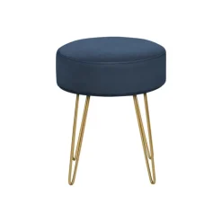 Monarch Footrest with Golden Hairpin-Style Legs - Navy Blue Hot