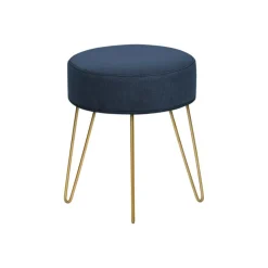 Monarch Footrest with Golden Hairpin-Style Legs - Navy Blue Hot