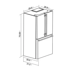 FORNO 17,5 Cu Ft 30 In Refrigerator Bottom Freezer, French door - FFFFD1974-31 Black New