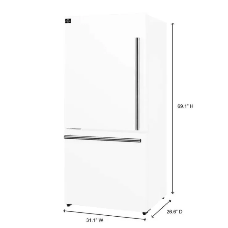 FORNO 17,2 Cu Ft 31 In Refrigerator Bottom Freezer - FFFFD1786-31 White Sale