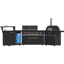 FORNO All'Aperto Outdoor Kitchen with BBQ, Pizza Oven, Sink and Bar – 87,600 BTU Black Online