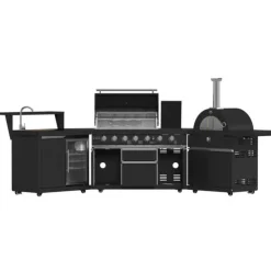 FORNO All'Aperto Outdoor Kitchen with BBQ, Pizza Oven, Sink and Bar – 87,600 BTU Black Online