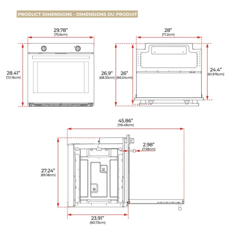 FORNO Electric Wall Over 30" - FBOEL1370-30 White