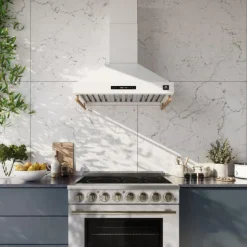 FORNO Wall-Mounted Range Hood Wall Mount 35.2" , 375 CFM - FRHWM5503-36 White New