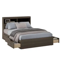 SUA-V Full Bed with 6-Drawer Storage and Headboard (54") Taupe Discount