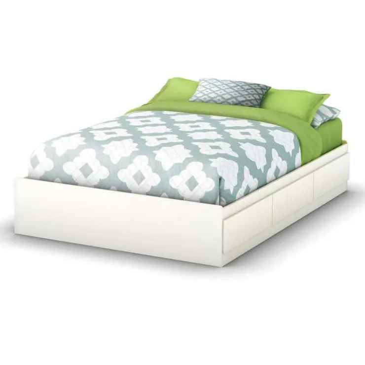 Meubles South Shore Full Bed with 3-Drawer Storage (54'') - South Shore PURE WHITE New