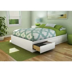 Meubles South Shore Full Bed with 3-Drawer Storage (54'') - South Shore PURE WHITE New