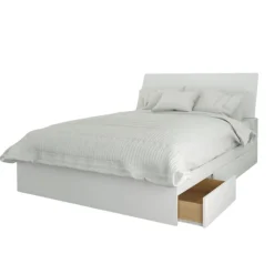 Nexera Full Bed with 3-Drawer Storage and Headboard (54") - White Outlet