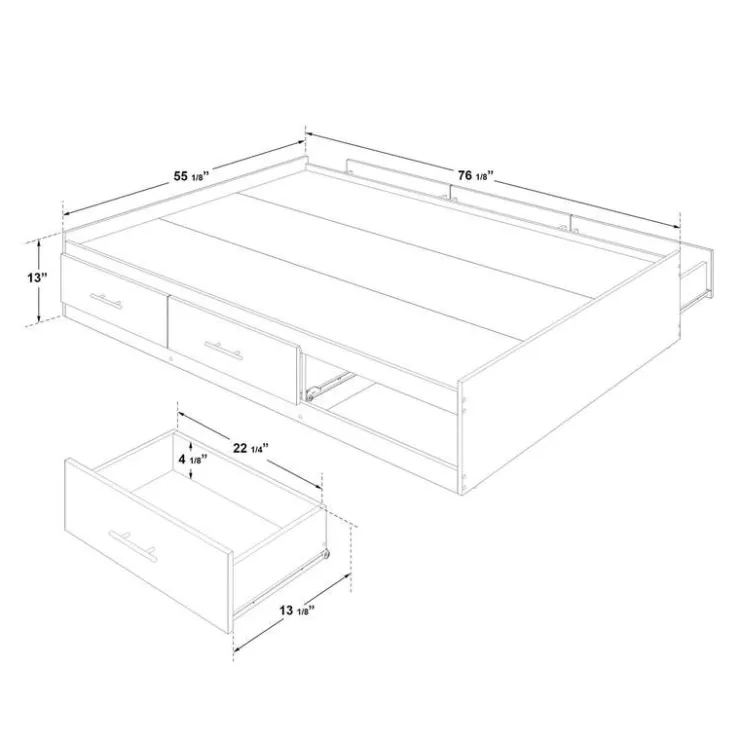 SUA-V Full Bed with 6-Drawer Storage and Headboard (54") White Best