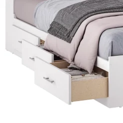 SUA-V Full Bed with 6-Drawer Storage Headboard and Nightstand (54