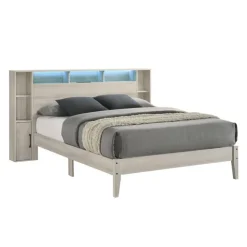 Full Bed with LED, Wireless Charger, USB and Storage - 54" Grey Clearance