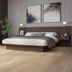 SUA-V Full Bed with Wall Units and Nightstands (54") Brown New