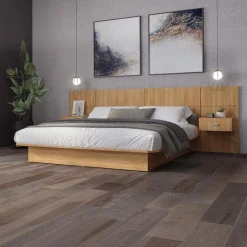 SUA-V Full Bed with Wall Units and Nightstands (54") Natural