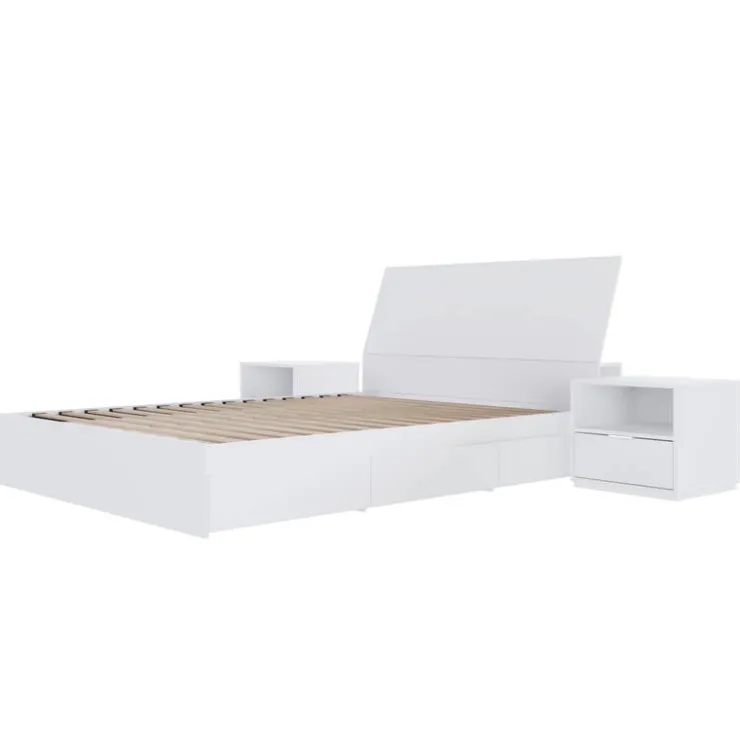 Nexera Full Bedroom Set with 3-Drawer Storage (54") - 4pcs - White Sale