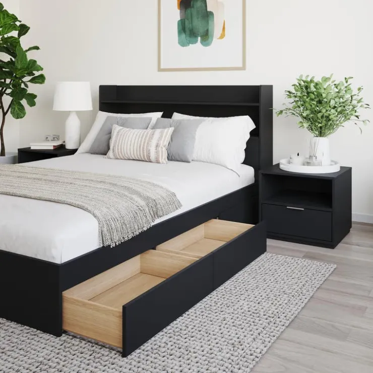 Nexera Full Bedroom Set with Storage (54") - 4pcs - Black Outlet