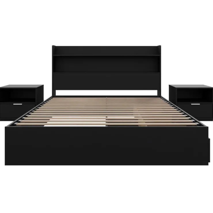 Nexera Full Bedroom Set with Storage (54") - 4pcs - Black Outlet