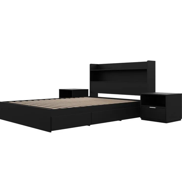 Nexera Full Bedroom Set with Storage (54") - 4pcs - Black Outlet