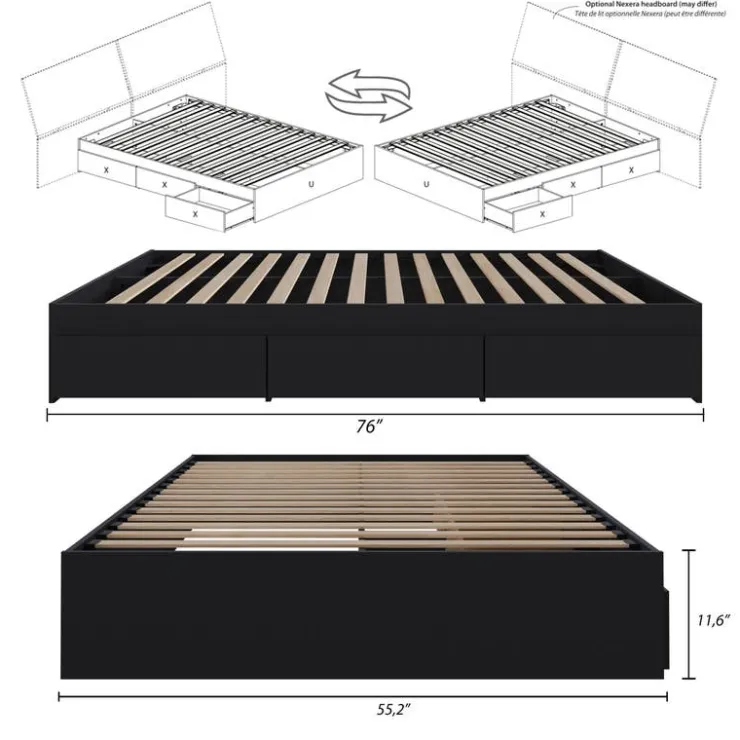 Nexera Full 3-Drawer Storage Bed (54") - Black Sale