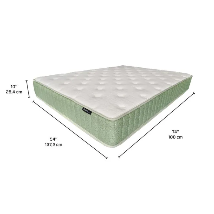 Full Firm Mattress-in-a-Box with Pocket Coils - 54" Green/White Outlet