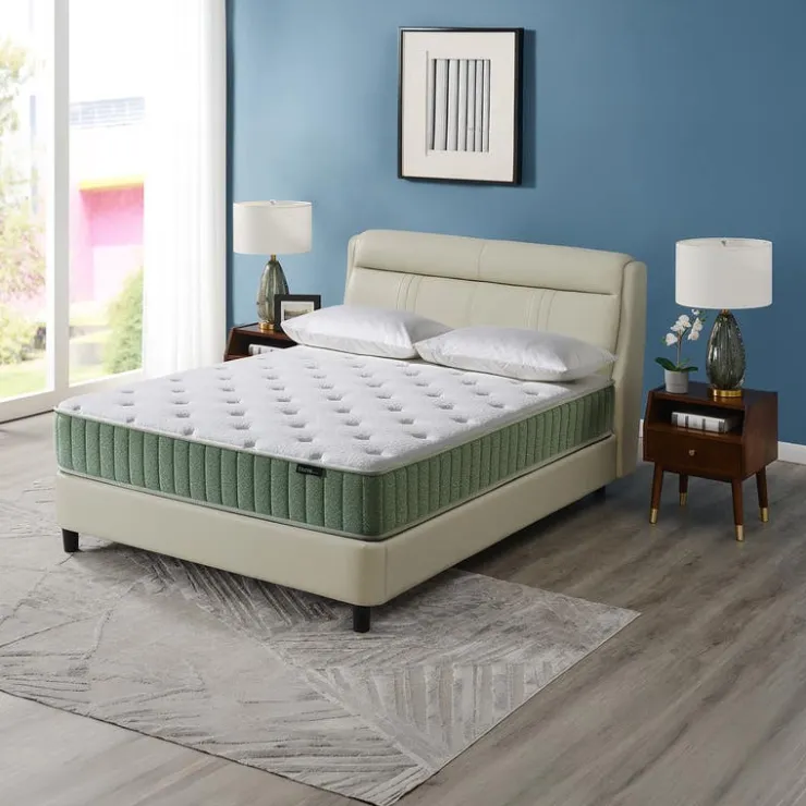 Full Firm Mattress-in-a-Box with Pocket Coils - 54" Green/White Outlet