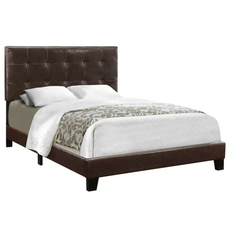Monarch Full Leather-Look with Headboard (54") - Brown