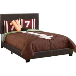 Monarch Full Leather-Look with Headboard (54") - Brown Hot