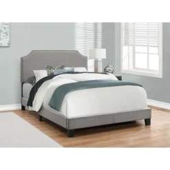 Monarch Full Linen Bed with Headboard (54") - Grey Discount