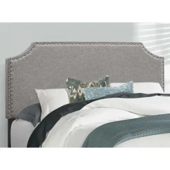 Monarch Full Linen Bed with Headboard (54") - Grey Discount