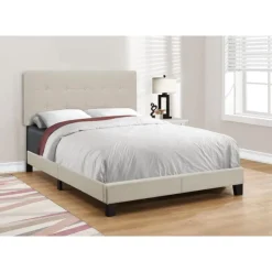 Monarch Full Linen Bed with Headboard (54") - Beige Discount