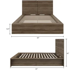 Nexera Full Platform Bed with Headboard (54") - Grey Oak
