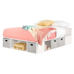 Meubles South Shore Full Storage Bed with Baskets (54") - South Shore White Clearance