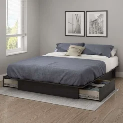 Meubles South Shore Full/Queen Platform Bed with 2-Drawer Storage (54/60'') - South Shore GRAY OAK