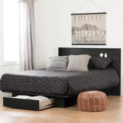 Meubles South Shore Full/Queen Platform Bed with 1-Drawer Storage (54"/60") - South Shore Black Oak Best