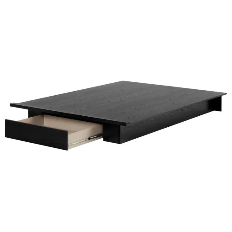 Meubles South Shore Full/Queen Platform Bed with 1-Drawer Storage (54"/60") - South Shore Black Oak Best