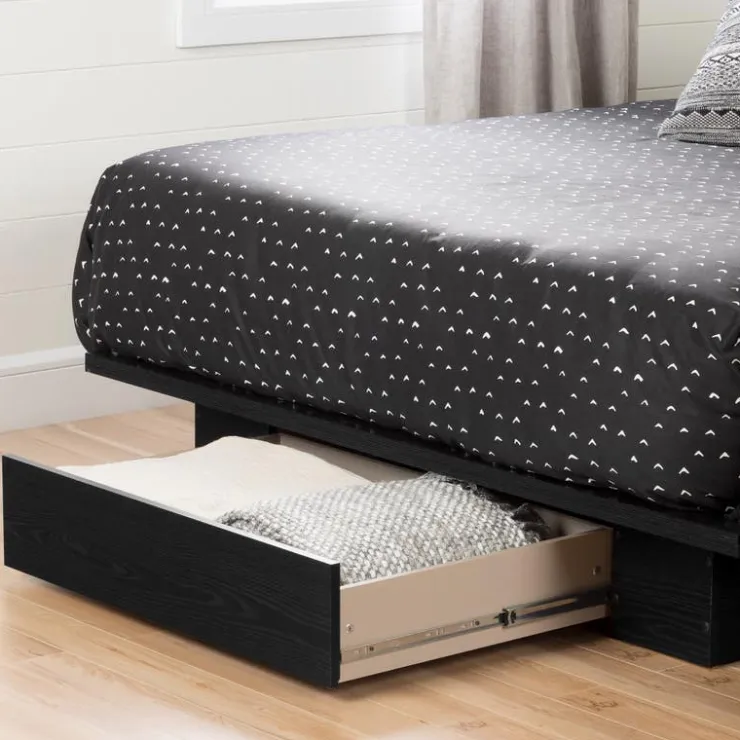 Meubles South Shore Full/Queen Platform Bed with 1-Drawer Storage (54"/60") - South Shore Black Oak Best