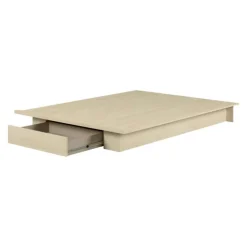 Meubles South Shore Full/Queen Platform Bed with 1-Drawer Storage (54"/60") - South Shore Bleached Oak
