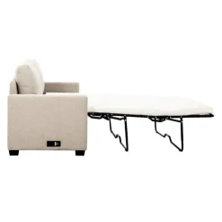 Full-Size Sleeper Sofa with USB Ports Beige Hot