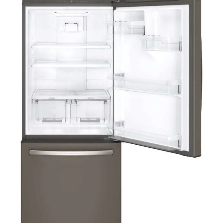 GE Appliances GE 20.9 Cu Ft 30 In Refrigerator Bottom Freezer - GDE21DMKES Slate Clearance
