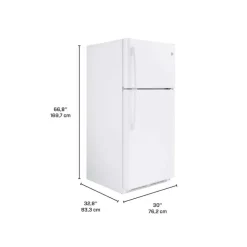 GE Appliances GE 18 Cu Ft 30 In Refrigerator Top Freezer - GTE18FTLKWW White New