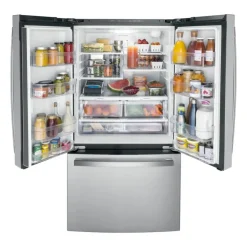 GE Appliances GE 21,9 Cu Ft 36 In Refrigerator Bottom Freezer, French door - GWE22JYMFS Stainless Steel Hot