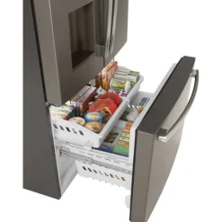 GE Appliances GE 25.5 Cu Ft 36 In Refrigerator Bottom Freezer, French door - GFE26JMMES Slate Outlet