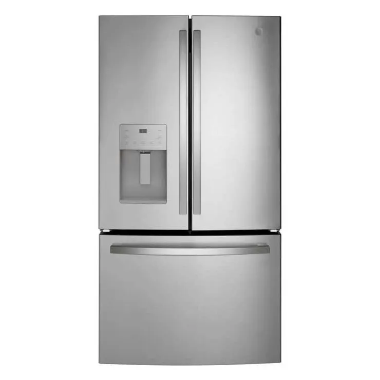 GE Appliances GE 25.6 Cu Ft 36 In Refrigerator Bottom Freezer, French door - GFE26JYMFS Stainless Steel Clearance
